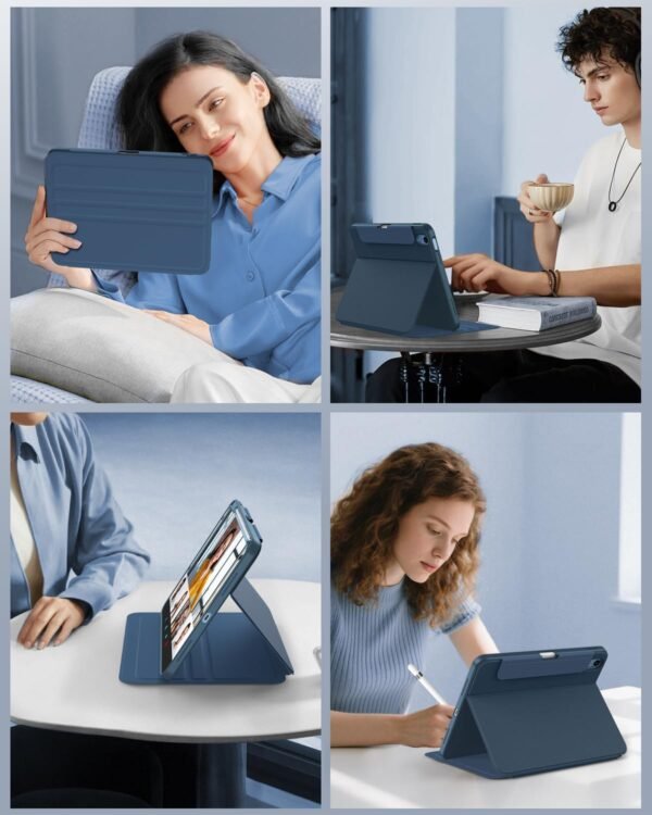 TiMOVO Étui pour iPad (A16) 11e Génération 11 Pouces 2025 / iPad 10e Génération 10.9 Pouces 2022 avec Porte-Crayon, Housse de Protection avec Support Intégré, Visionnage Multi-Angles, Bleu Marine – Image 9