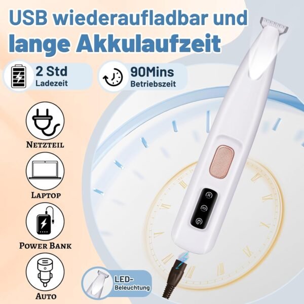 Tondeuse patte chien entre coussinets, Rasoir rechargeable étanche pour animaux de compagnie avec lumière LED, Tondeuse de toilettage à faible bruit, pour chien Chat et Autres Animaux. – Image 2