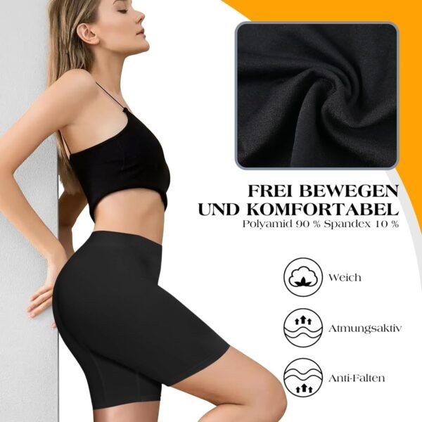 Lot de 2 Short Leggings Sport Femme sous Jupe ou Robe Anti-frottement Pantalons de Cyclisme pour Femme Legging Court sans Couture Boxer Short Sécurité – Image 4