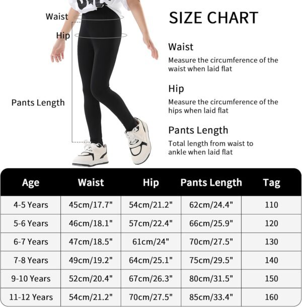 KOOOGEAR Lot de 3 leggings pour fille, taille haute, leggings de sport longs et doux, élastiques, pantalon de sport pour la danse, le yoga, la vie quotidienne – Image 6