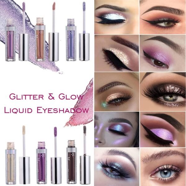 Allbesta Fard à paupières longue durée Liquide Maquillage Métaux chatoyants Stylo brillant Ombre à paupières imperméable (#101) – Image 3