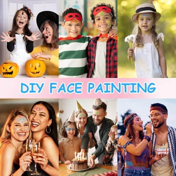 URAQT 20 Pièces Pochoir Maquillage Enfant, Pochoirs de Peinture Faciale Réutilisables Tatouage Enfant de Peinture pour Visage et Corps Halloween Fête de Vacances Cosplay – Image 5