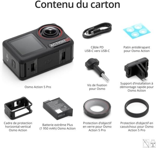DJI Bundle Essentiel Osmo Action 5 Pro, Caméra Étanche avec Capteur 1/1,3", Vidéo 4K/120 IPS, Suivi de Sujet, Stabilisation, Double Écran Tactile OLED, Caméra d’Action 4K Idéale pour Sports, Vlog – Image 6