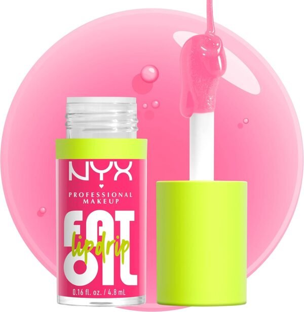 NYX Professional Makeup Gloss Huile à Lèvres de Squalane Fat Oil Lip Drip, Haute Brillance, Fini Non Collant, Hydratation 12H, Applicateur Extra Large, Mûre & Framboise, Missed Call – Image 9