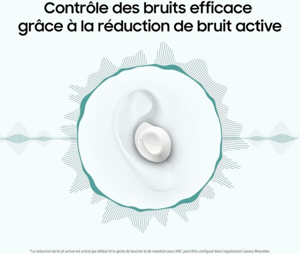Samsung Galaxy Buds FE Écouteurs sans Fil, Réduction Active du Bruit, Ajustement Confortable, 3 Micros, Commande Tactile, Basses Profondes, Graphite, Version FR – Image 8