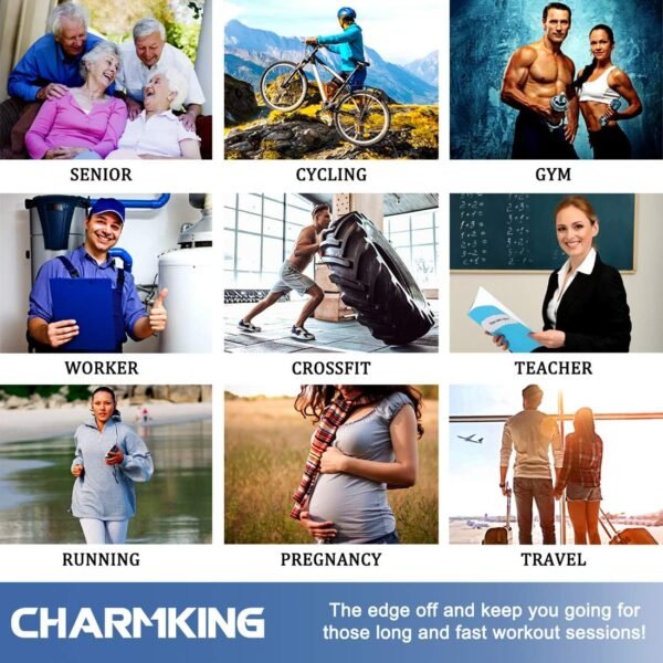 Bas de contention Charmking pour hommes et femmes (3 paires) - ceux de 15-20 mmHg sont les meilleurs pour l'athlétisme, la course, l'avion, les voyages, les infirmières, les œdèmes - Noir - – Image 4