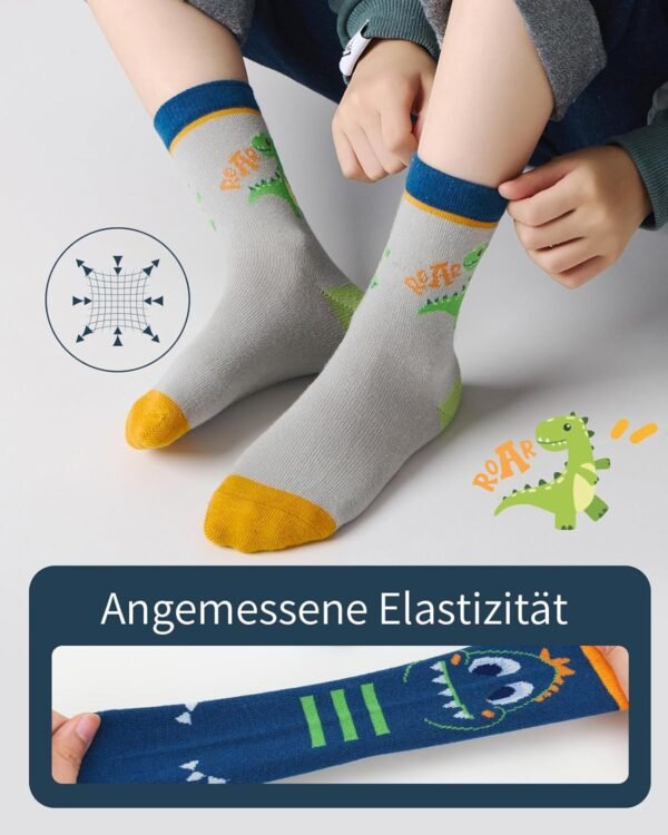 Kyopp Chaussettes rigolotes Enfants Filles et Garçons Drôles Chaussettes Animaux Coton Unisexe Kids Crew Socks 10 Paires 21-37 – Image 3