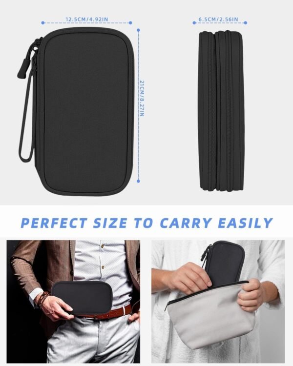 SOBEAU Sac de Rangement Câble,Organisateur Accessoires Électronique,Pochette Câble de Voyage,Sac de Cable Organizer Portable,Tech Pouch de Transport pour Disque Dur Externe, HDD USB Câbles, Chargeur – Image 6
