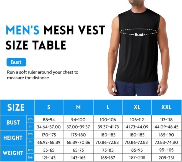 MEETYOO débardeurs Homme Lot de 5,sous-vêtement Technique sans Manches,T-Shirt Respirant Gainant pour Running,Fitness et Salle de Sport – Image 6