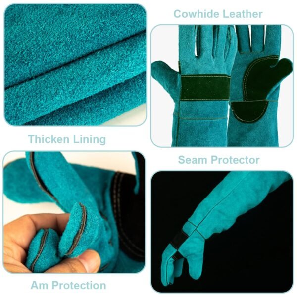 KGDUYC Gants et Rouleaux de toilettage Chien,Les Gants en Cuir de Vache Anti-déchirure et Anti-Morsure Peuvent entraîner Les Animaux à se Nourrir et des Gants de Protection Anti-Morsure (45 cm) – Image 3