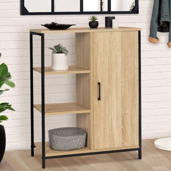 IDMarket - Buffet d'appoint 3 étagères et Placard 70 cm Detroit Design Industriel – Image 2