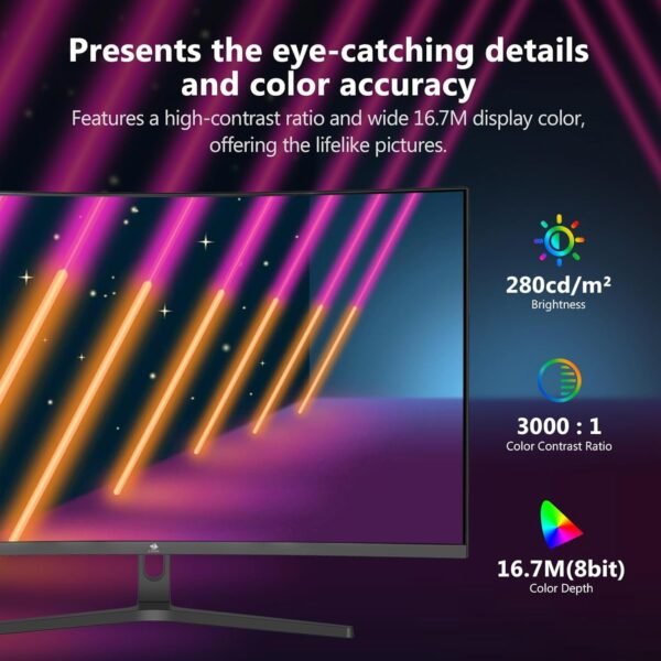 Z-Edge Écran PC Gamer Incurvé 32'' 2K QHD(2560x1440), 1ms, 165Hz, Moniteur Gaming 16:9, AMD FreeSync, Inclinaison Réglable, 1500R VA, 2×DP1.4 & 2×HDMI2.0, 3000:1, RGB, VESA 75*75mm(Câble HDMI Inclus) – Image 7