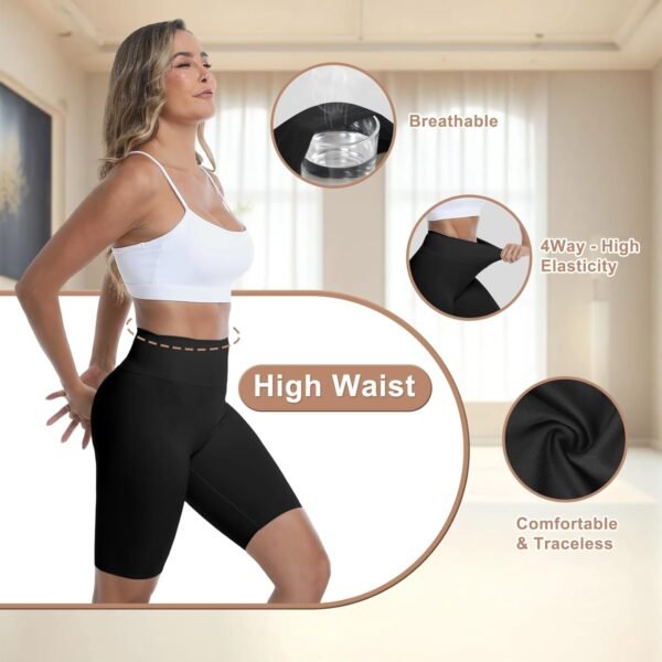 Towintec Short De Sport pour Femmes Taille Haute Collants Confort D'ÉTÉ Anti Frottement Cuisse Sportswear Push Up Leggings Courts pour Cyclist Yoga Course À Pied Fitness Fitness Gym Pilates – Image 3