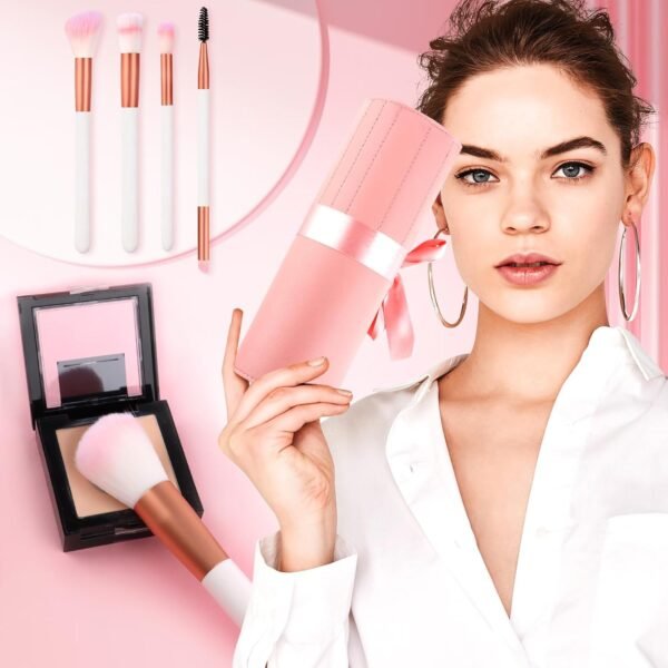 12PCS Pinceaux Maquillages Rose Professionnel Synthétiques Haut avec Sac De Rangement, RISVOWO Trousse Pinceaux Maquillage pour Fond De Teint Mélange Poudre Blush L'anti-cernes Fard à Paupières – Image 6