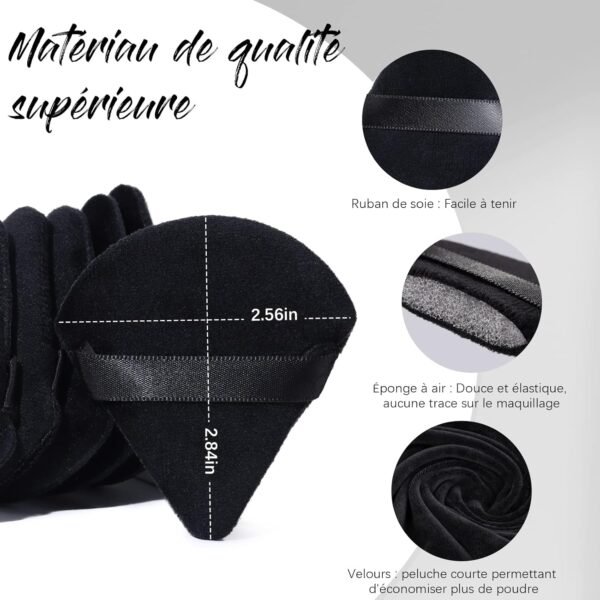 BEAKEY Triangle Houpette Libre Et Cosmétique Liquide, Éponge Poudre Douce En Peluche, Outil De houpette maquillage Fond De Teint (6 Pièces Noir) – Image 5
