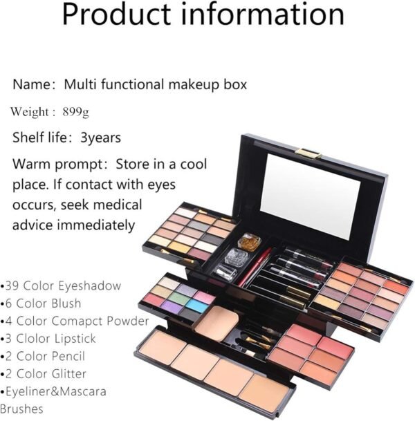FantasyDay 54 Couleurs Kit de Maquillage complet Coffret de Maquillage Cosmetic Makeup Palette Cosmétique Set avec Ombre à Paupières, Rouge Lèvres, Brosse Cosmétique, Compact Powder, Mascara, Eyeliner – Image 8