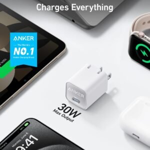 Alternative view of Chargeur USB C GaN 30 W, Chargeur 511 (Nano 3), Chargeur Rapide Pliable PIQ 3.0, Nano 3 pour Galaxy, iPad (câble Non Inclus) – Blanc Aurore