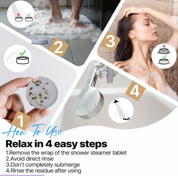 Vaporisateurs de douche Aromathérapie Cadeaux d'anniversaire pour femmes 8 pièces Cadeaux de la Saint-Valentin pour elle Maman Hommes Adolescents Adultes Pompes de bain Soins personnels avec des – Image 7