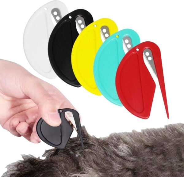 IATAHI Coupe Noeud Chat Poil,5pcs Coupe-Papier d'emballage,Coupe Papier Coulissant,Coupe Bourre Chat pour Chats et Chiens,Peigne Noeud pour Animaux,Peigne D'épilation pour Chiens et Chats