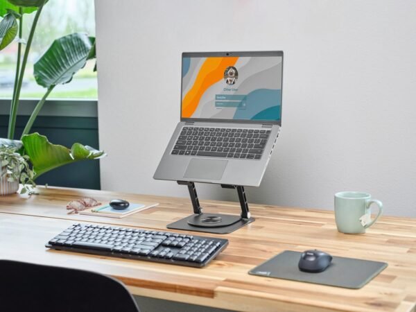Trust Zeff Support Ordinateur Portable 16 Pouces Ergonomique, Angle de Rotation de 360°, Support PC Portable Pliable en Métal, Hauteur Réglable, Rehausseur PC Portable Dell HP Macbook, Noir – Image 6