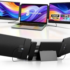 domyfan 14" Moniteur pour Ordinateur Portable, 1080P FHD Extension D'écran pour Ordinateur Portable, HDMI/USB-A/Type-C Plug and Play, Compatible avec Windows/Mac/Chrome/Switch/PS5