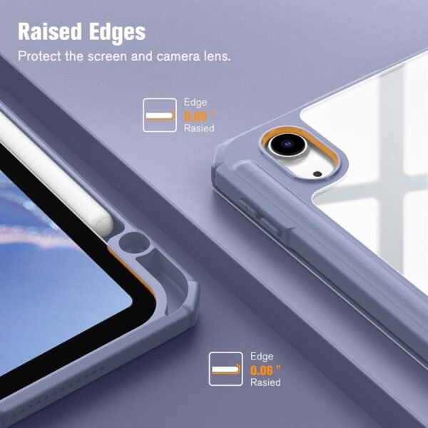 FINTIE Coque pour iPad Air 11 Pouces M3/M2 (2025/2024), iPad Air 5/4 10.9 Pouces (2022/2020) - [Rangement de Stylet] Housse Transparente Claire Etui Antichoc Veille/Réveil Auto, Gris Lavande – Image 7