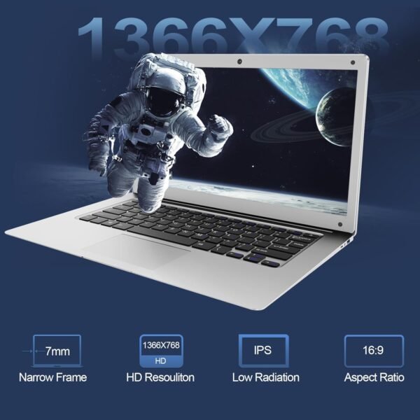 Ordinateur Portable 14 Pouces 6 Go RAM, 128 Go SSD Celeron Processeur Dual Core Portable PC 1366*768 IPS Laptop PC Sans Fil WiFi& Bluetooth 4.2 HDMI*1 USB3.0*2 4000mAh Batterie Inclus Membrane Clavier – Image 3