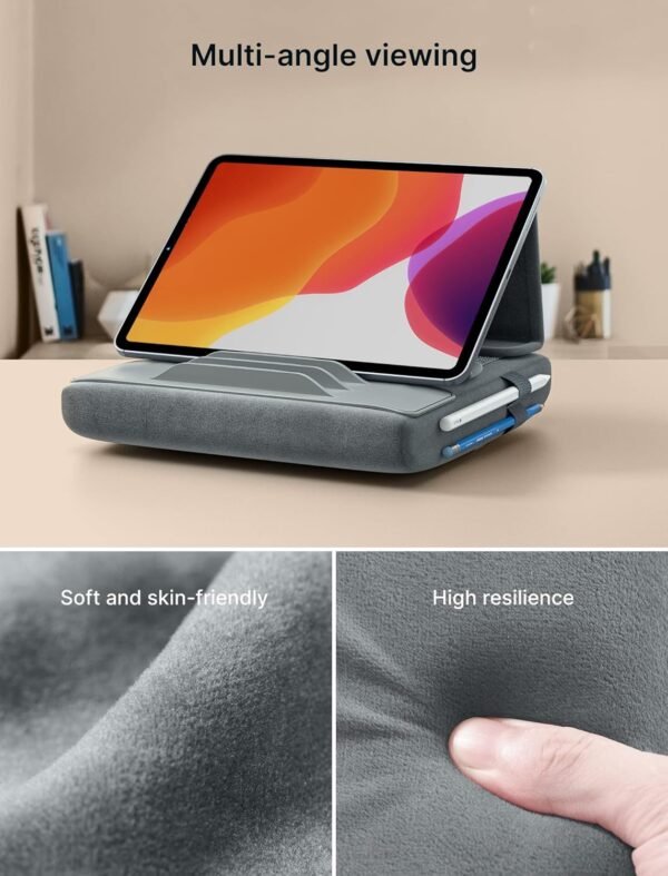JSAUX Support Tablette, Coussin de Support pour Tablette Compatible avec iPad Pro 11 10.5 9.7 10.2 Air Mini, Kindle, Tablettes, Galaxy Tab, iPhone et Plus 4-11" dispositifs pour Lit, Canapé - Gris – Image 6