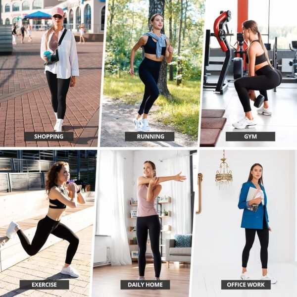 Walifrey Legging de Sport pour Femme, Taille Haute, Noir, pour entraînement, Gym, Sport – Image 6