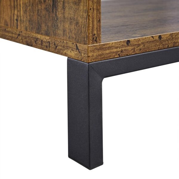 Yaheetech Meuble TV Bas Table TV Support de Télévision en Bois pour Salon Chambre Salle à Manger à 3 Niveaux Style Industriel Marron Rustique 106 x 39,5 x 40 cm – Image 7