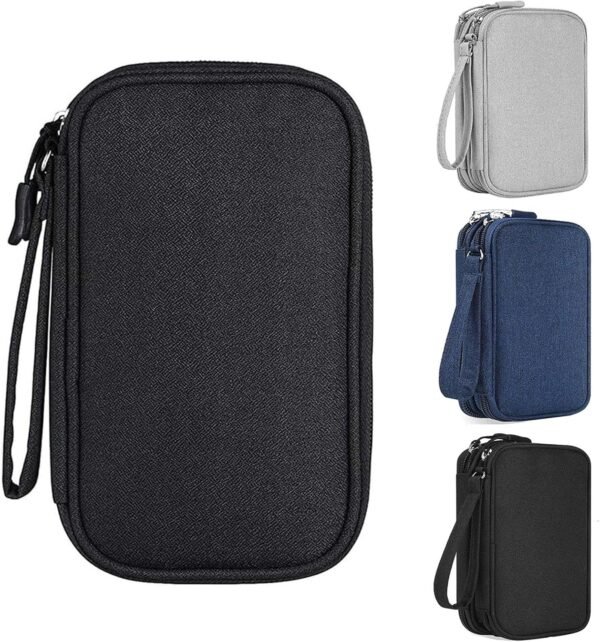 Sac de Rangement pour câbles, Organiseur de câbles, Organiseur de câbles Universel, Accessoire de Voyage Multifonction, pour câble de Charge, Batterie Externe, USB, Carte SD, câble de Charge, Noir