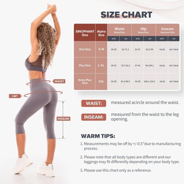SINOPHANT Legging 3/4 Femmes Pantalon de Sport, Jegging Taille Haute Femme Yoga Opaque Doux Corsaire Pantacourt – Image 6