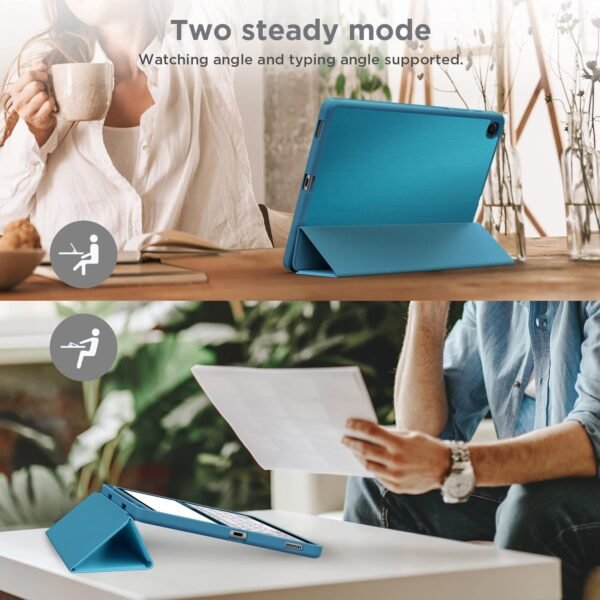 CACOE Coque Compatible avec Samsung Galaxy Tab S6 Lite 2024/2022/ 2020 10,4 Pouces avec Porte-Stylo, Veille/Veille Automatique et Coque arrière en TPU Souple - Bleu Paon – Image 5