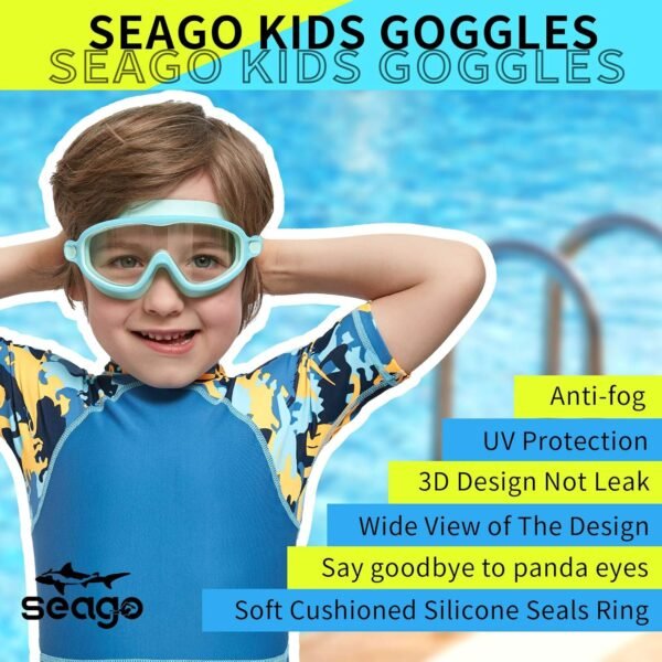 Lot de 2 paires de lunettes de natation anti-buée et anti-UV pour enfants de 3 à 15 ans – Image 3