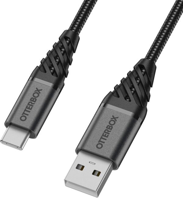 Otterbox Câble Premium Tressé renforcé USB-A vers USB-C, Câble de Charge pour Smartphone et Tablet, Ultra-Robuste, résiste aux torsions et pliages, 3M, Noir – Image 2