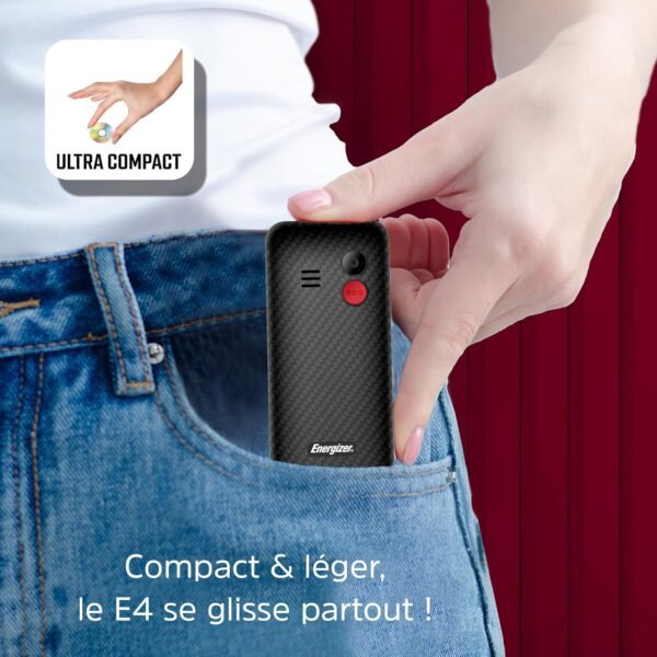 Energizer - Mobile E4 - Téléphone Senior Débloqué 2G - Bouton SOS - Batterie 1000 mAh - Clavier à Touches AR - Double Sim - Torche - Chargeur UK – Image 2