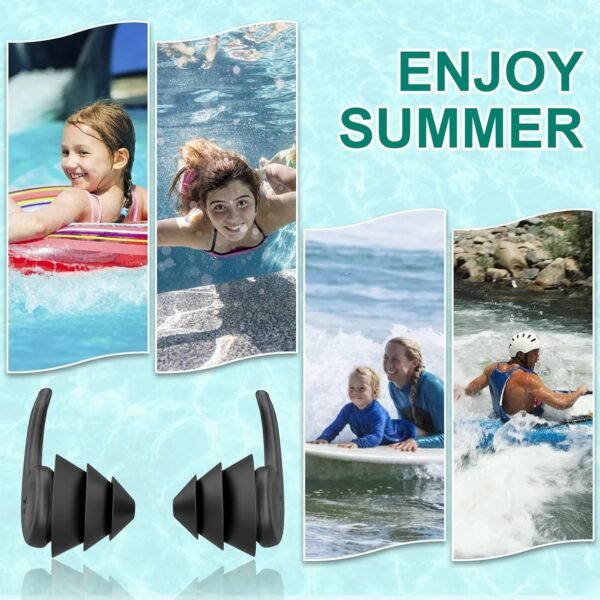 Bouchons d'oreille de Natation, 3 Paires de Bouchons d'oreilles en Silicone Réutilisables et Imperméables pour le surf et autres sports nautiques – Image 6