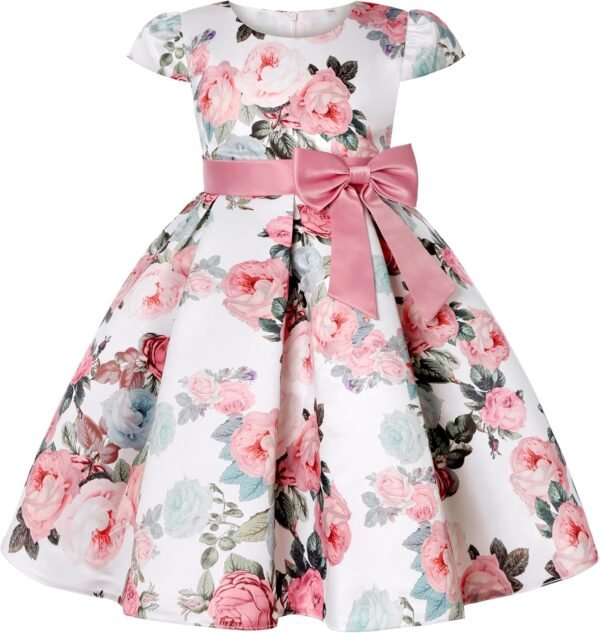 BUNNY LULU Robe pour Filles à épaule inclinée pour Demoiselle d'honneur, Princesse de Mariage, nœud d'anniversaire pour Enfants, soirée de Bal de fête de Boule