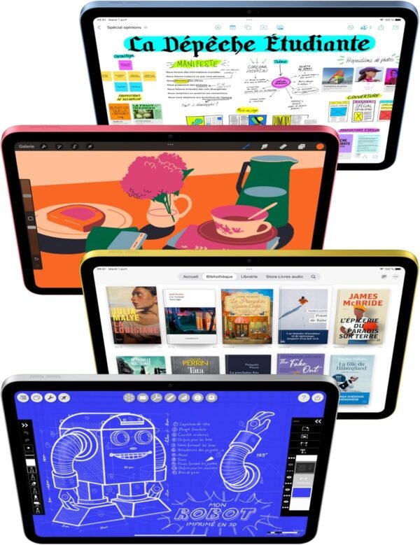 Apple iPad avec Puce A16 : Écran Liquid Retina 11 Pouces, 128 Go, Wi-FI 6, caméras Avant/arrière 12 Mpx, Touch ID, autonomie d’Une journée – Argent – Image 2