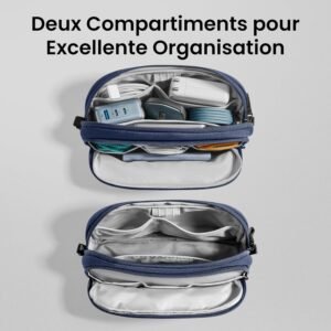 Alternative view of tomtoc Sac de Rangement Câble, Sac pour Câbles d'accessoire de Voyage, Organisateur de Câbles Portable Tech Pouch pour Accessoires Techniques, Powerbank, Téléphone Portable, AirPods, Objets Quotidiens