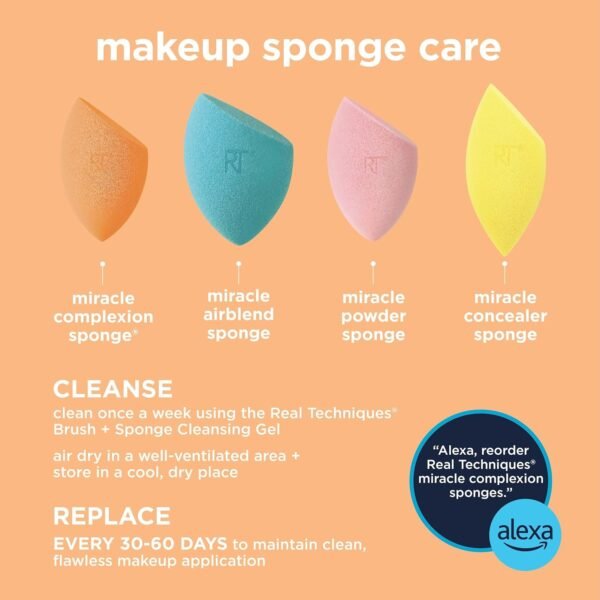 Real Techniques Ensemble de 5 pièces Everyday Essentials +, pinceaux à maquillage et éponge à maquillage, pour fond de teint, fard à joues, poudre bronzante, sans cruauté envers les animaux – Image 20