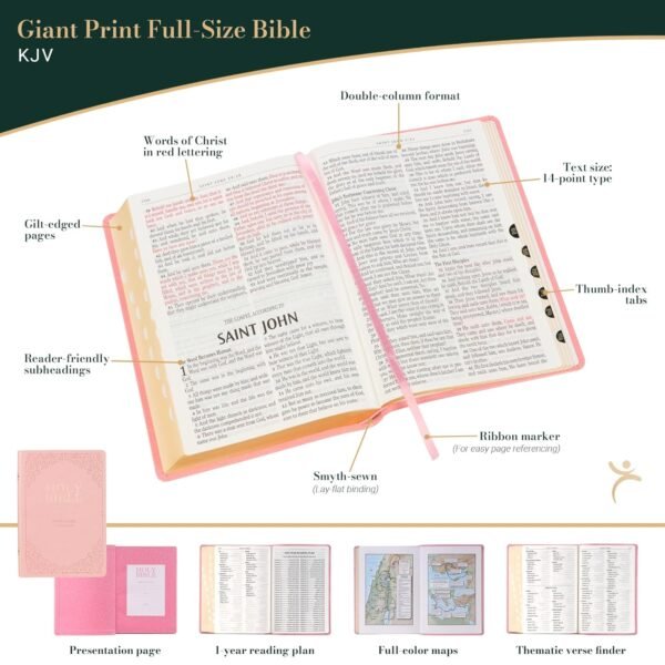 KJV Bible Giant Print Full Size Pink – Image 2