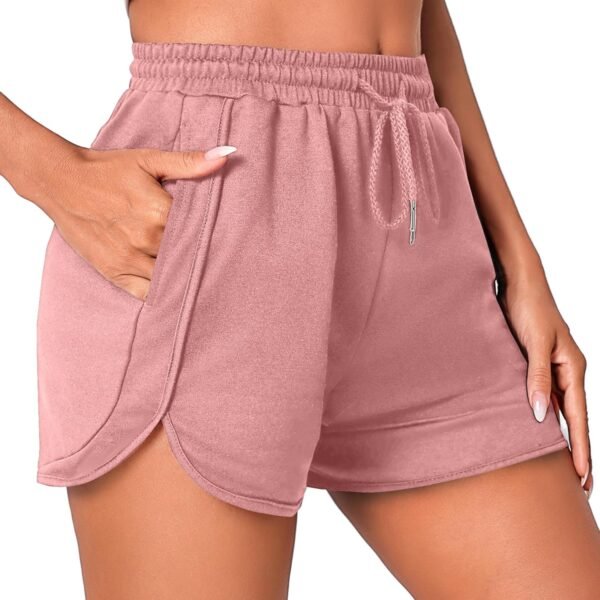 Litherday Short Femme Short de Sport Femme Été Fente latérale Pantalon Court pour Fitness Jogging Running Respirant Doux avec Poches Cordon