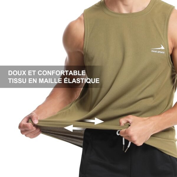 Débardeur sans Manches pour Homme, Gilet de Course à Pied, de Gym, à séchage Rapide, t-Shirt de Sport – Image 5