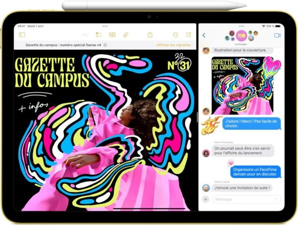 Apple iPad avec Puce A16 : Écran Liquid Retina 11 Pouces, 128 Go, Wi-FI 6, caméras Avant/arrière 12 Mpx, Touch ID, autonomie d’Une journée – Argent – Image 3
