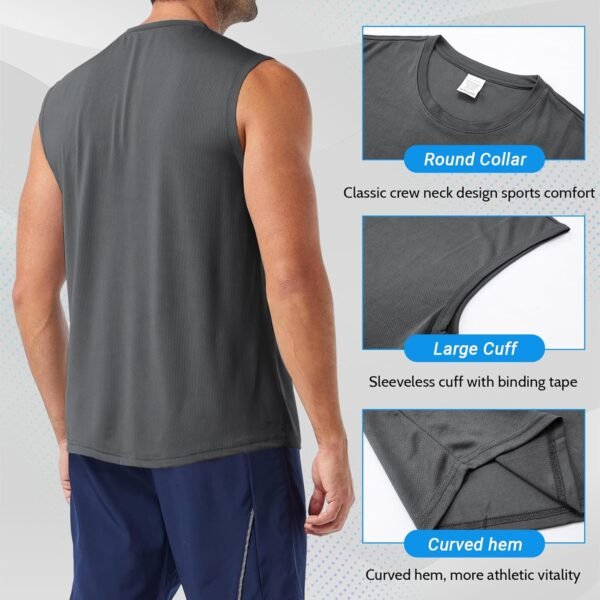 MEETYOO débardeurs Homme Lot de 5,sous-vêtement Technique sans Manches,T-Shirt Respirant Gainant pour Running,Fitness et Salle de Sport – Image 4