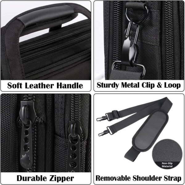 Mancro Sacoche Ordinateur Portable 17 Pouces, Grande Mallette d'Affaires pour Hommes et Femmes, Sac à Bandoulière Extensible étanche Multifonctionnelle pour Ordinateur Portable, Tablette, Noir – Image 7
