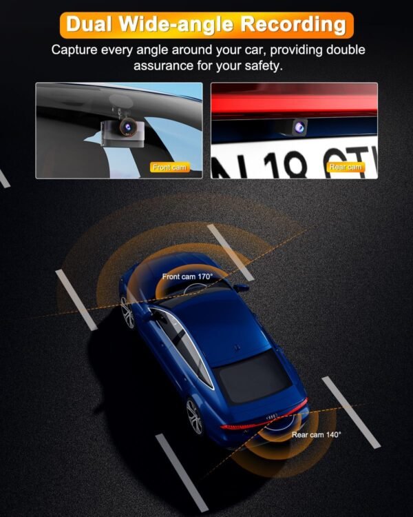Zhiroad 4K Dashcam Voiture Avant Arrière,WiFi Camera Embarquée Voiture avec 3" IPS Écran,Carte SD 64G,Camera Voiture Grand Angle de 170°,G-Capteur,24H Mode Parking,Enregistrement en Boucle – Image 7
