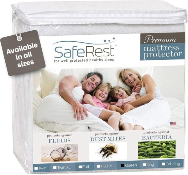SafeRest Protège-Matelas Hypoallergénique et Imperméable pour Grand Lit US Queen- sans Vinyle