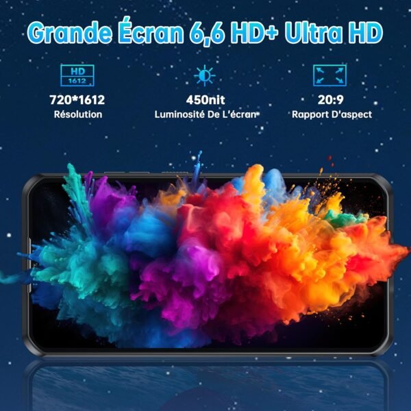 OUKITEL WP52 Téléphone Incassable 5G - 16 Go+256 Go(TF 2TB) Android 14 Téléphone Portable Incassable,6,58 Pouces MTK Dimensity 6100+ 6500mAh Smartphone Incassable,48MP/Dual SIM/IP68/NFC/OTG/GPS Blue – Image 5